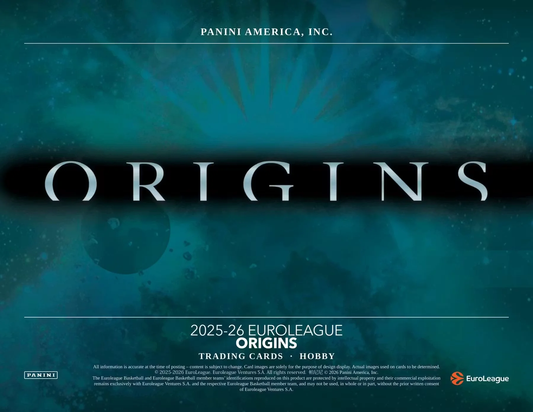 2025-26 Panini Origins EuroLeague Basketball Hobby Box - Image 2