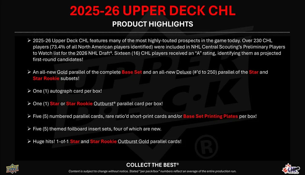 2025-26 Upper Deck CHL Hockey Hobby Box - Image 4