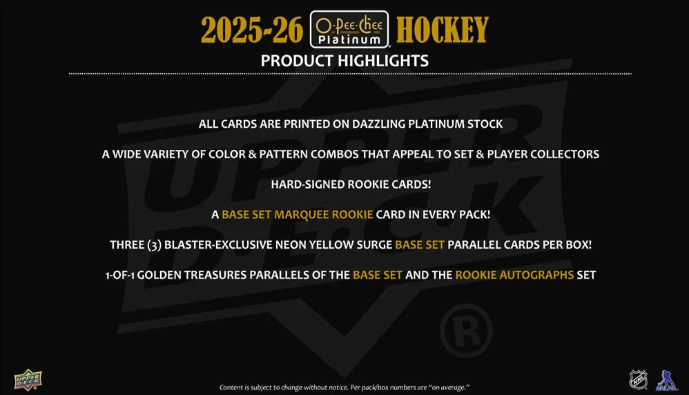 2025-26 Upper Deck O-Pee-Chee Platinum Hockey Blaster Box - Image 3