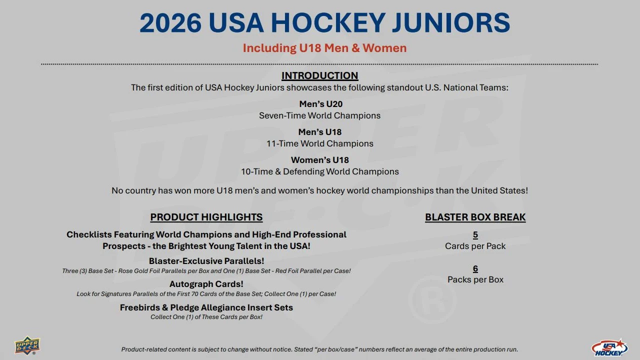 2026 Upper Deck Team USA Juniors Hockey Blaster Box (Pre-Order) - Image 2