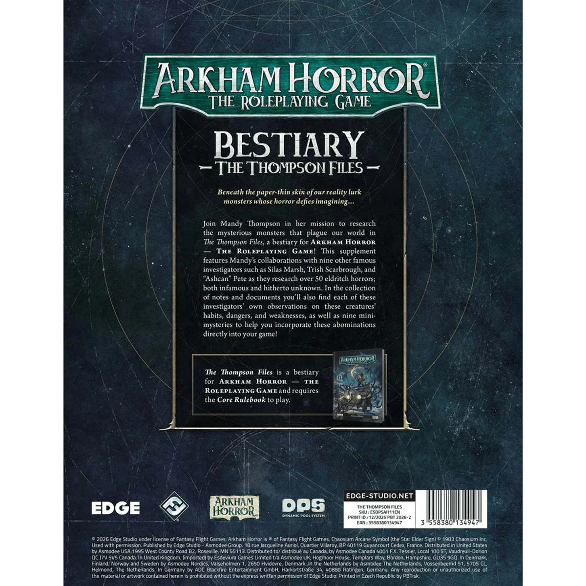 Arkham Horror RPG - Bestiary: The Thompson Files (HC) - Image 2