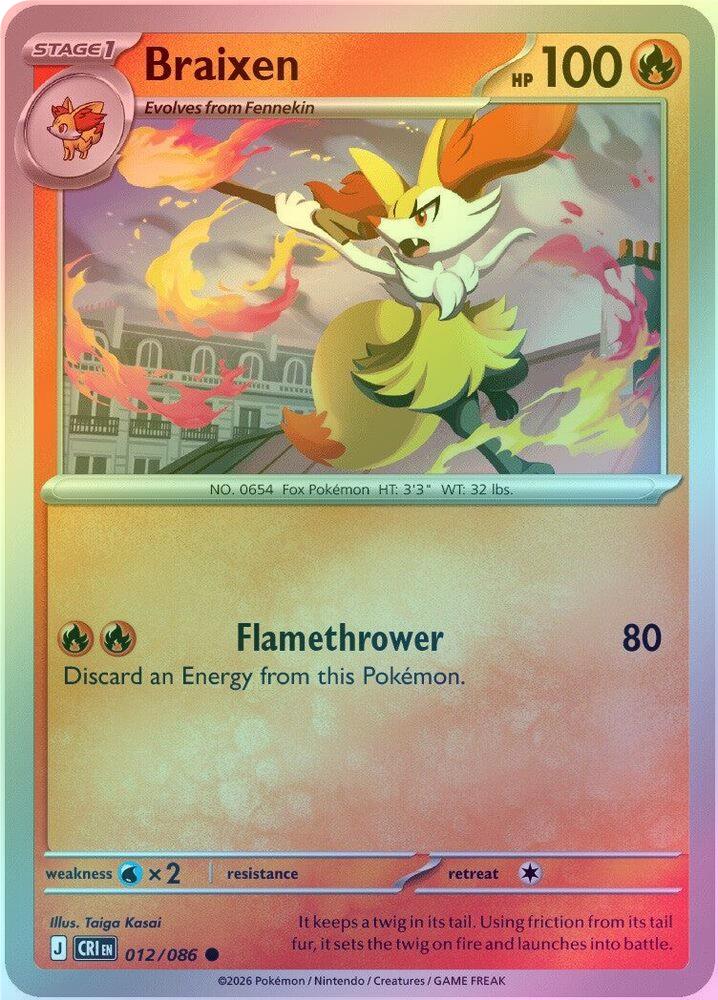 Braixen - 012/086 - Common - Reverse Holo
