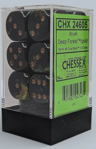 Chessex - 12D6 - Brush - Deep Forest/Gold