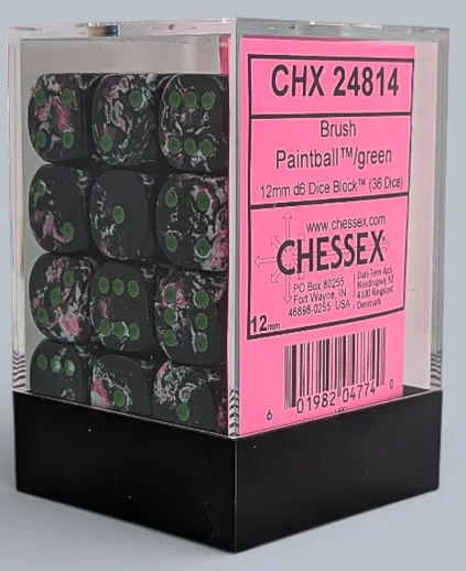Chessex - 36D6 - Brush - Paintball/Green