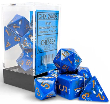 Chessex - 7 Piece - Brush - Wavebreak/Gold