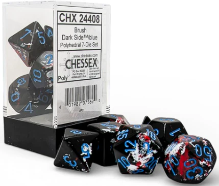 Chessex - 7 Piece - Brush - Dark Side/Blue