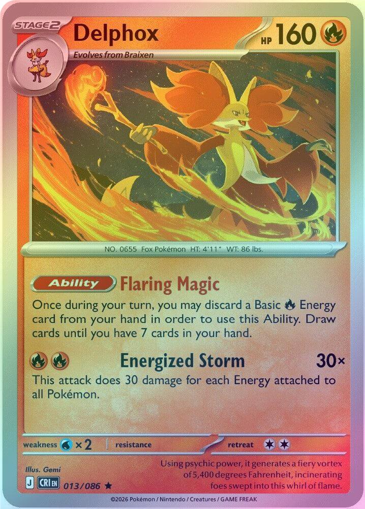 Delphox - 013/086 - Rare - Reverse Holo