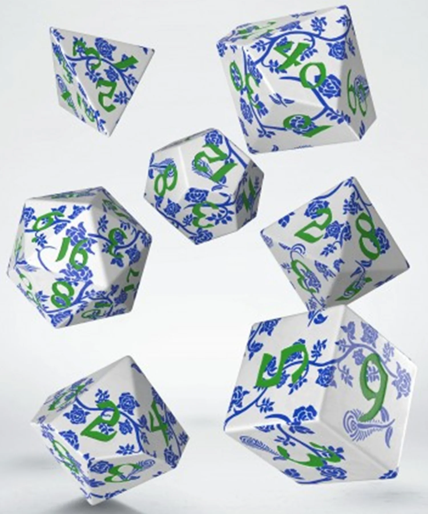 Q-Workshop - Full Art Series 7 Piece Dice Set - Porcelain