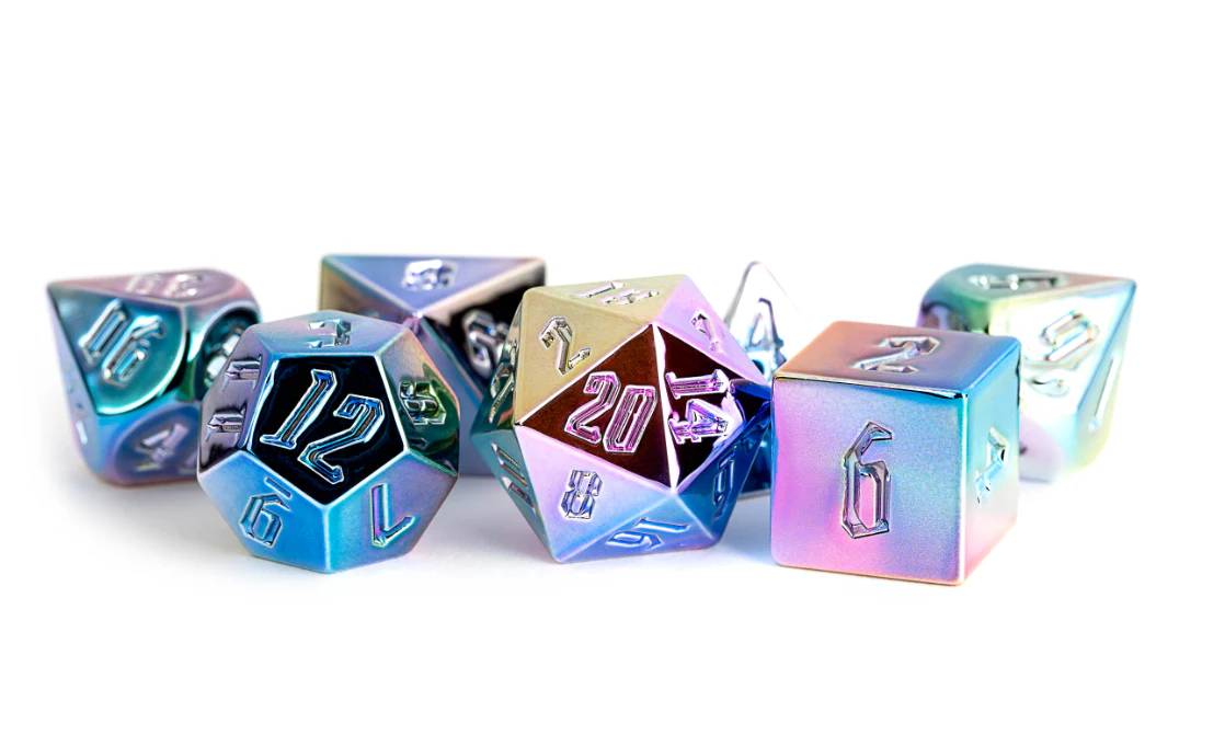 Fanroll - Aluminum Acrylic 7 Dice Set - Rainbow Aegis Un-inked