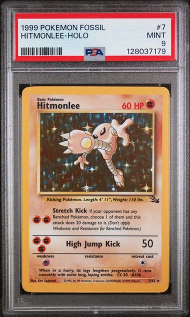 Hitmonlee - Fossil - Holo - PSA 9 Mint
