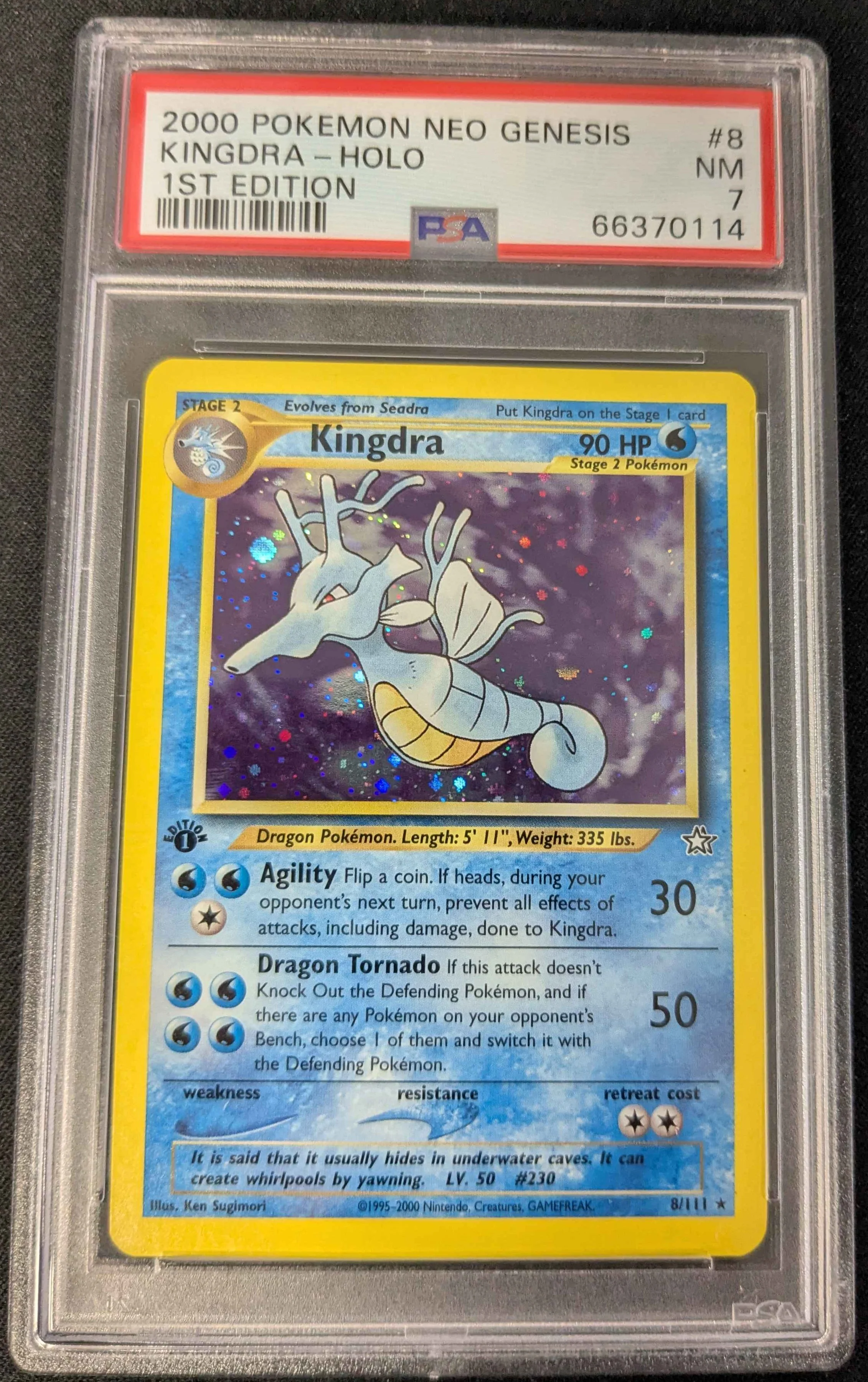 Kingdra - Neo Genesis 1st Edition - Holo Rare - PSA 7 NM