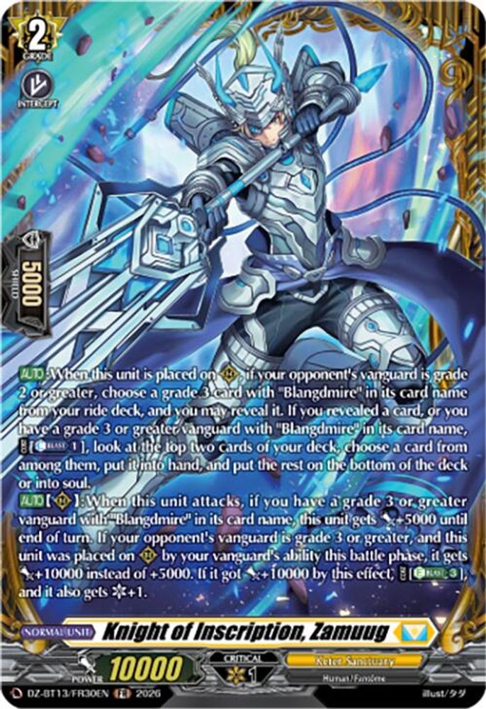 Knight of Inscription, Zamuug (FR) - DZ-BT13/FR30EN - Frame Rare