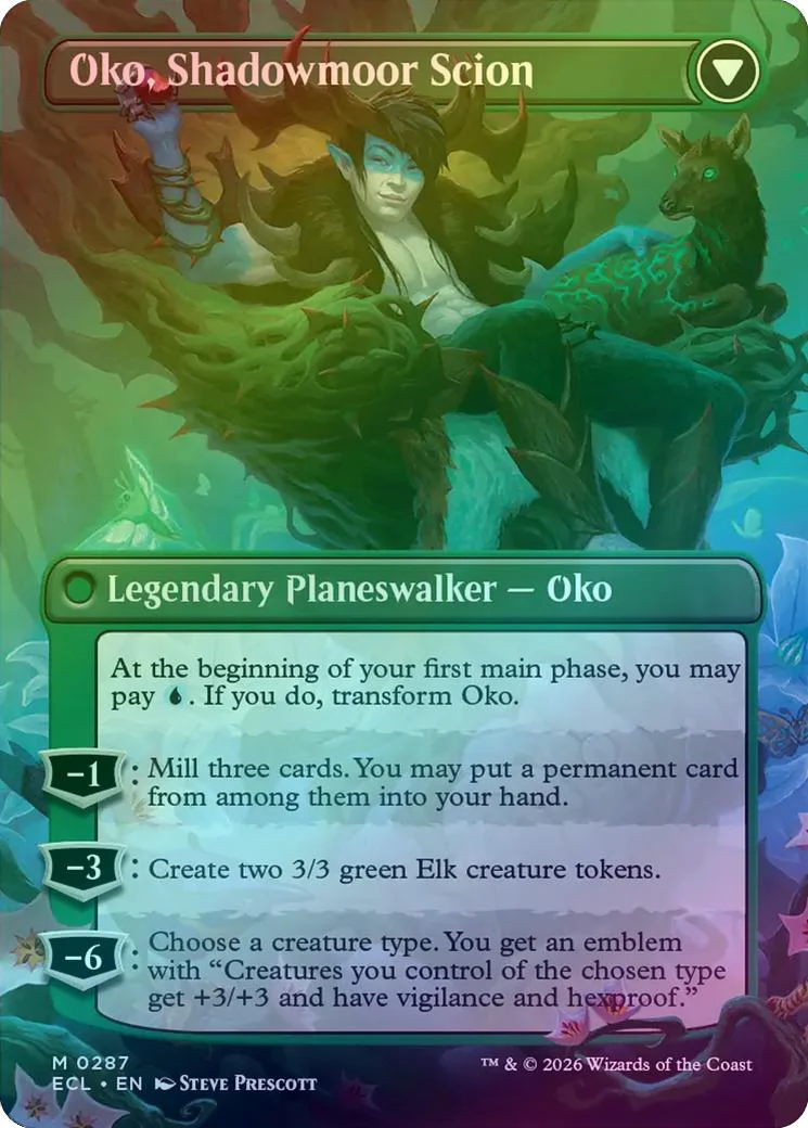 Oko, Lorwyn Liege // Oko, Shadowmoor Scion -Borderless (Foil) (ECL) - Image 2