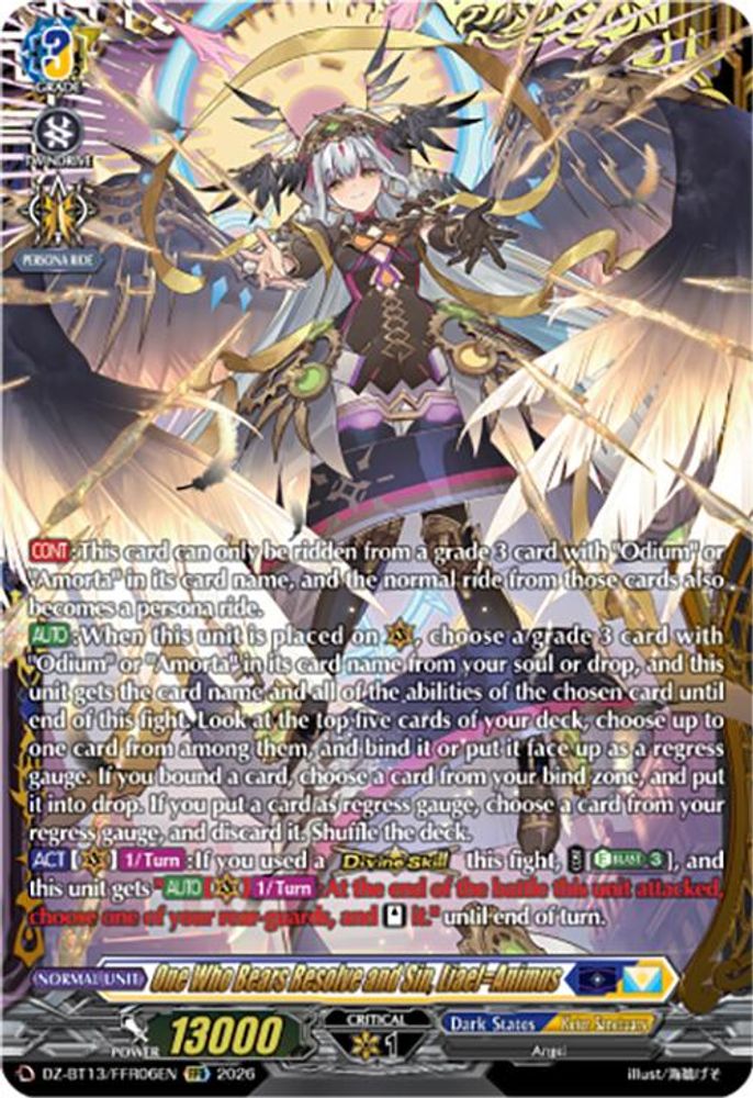 One Who Bears Resolve and Sin, Liael=Animus (FFR) - DZ-BT13/FFR06EN - Double Frame Rare