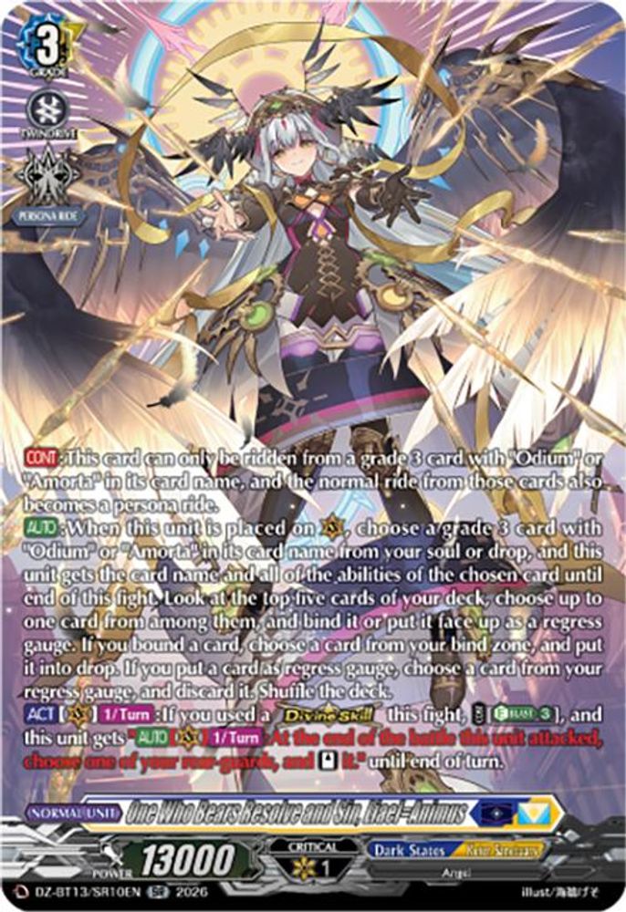 One Who Bears Resolve and Sin, Liael=Animus (SR) - DZ-BT13/SR10EN - Silver Rare