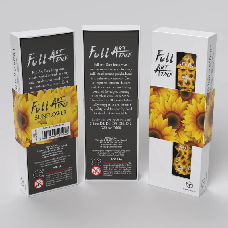 Q-Workshop - Full Art Series 7 Piece Dice Set - Sunflower - Image 2