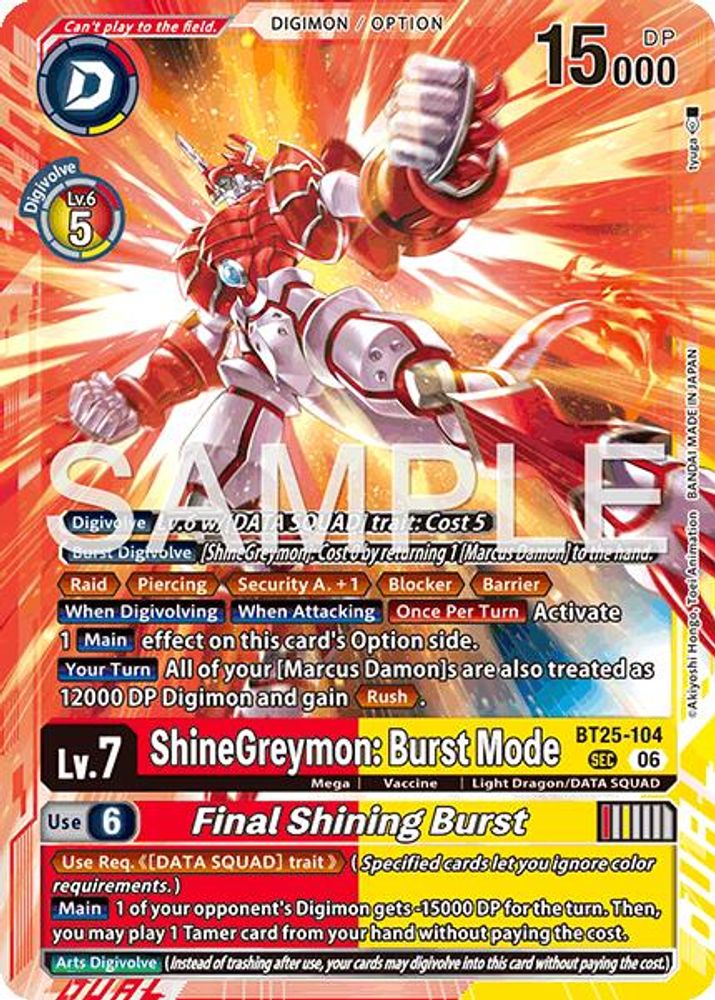 ShineGreymon: Burst Mode // Final Shining Burst - BT25-104 - Secret Rare