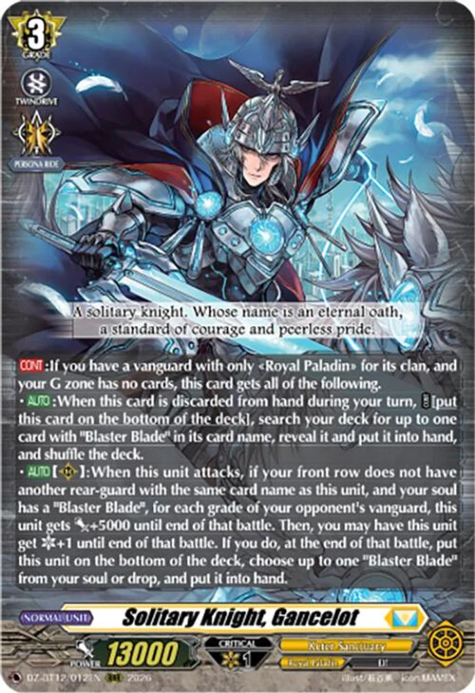 Solitary Knight, Gancelot - DZ-BT12/012EN - Triple Rare