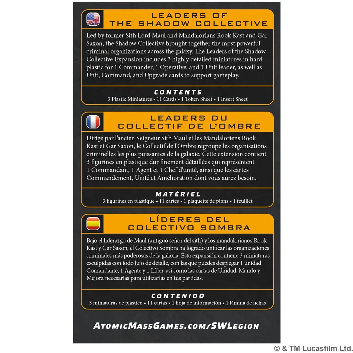 Star Wars: Legion - Mercenaries - Leaders of the Shadow Collective [SWQ77] - Image 2