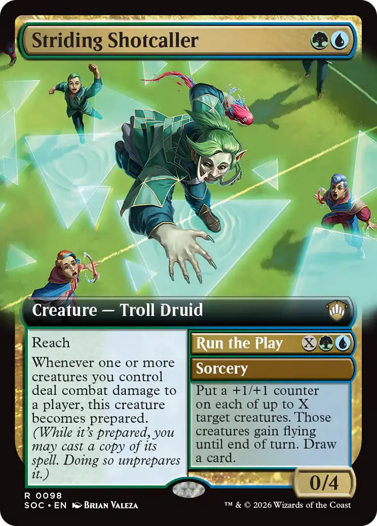 Striding Shotcaller // Run the Play - Extended Art (SOC)