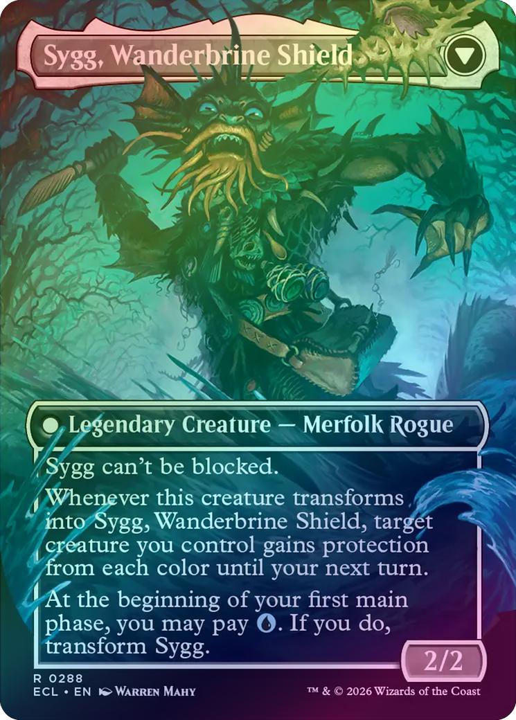 Sygg, Wanderwine Wisdom // Sygg, Wanderbrine Shield - Borderless (Foil) (ECL) - Image 2