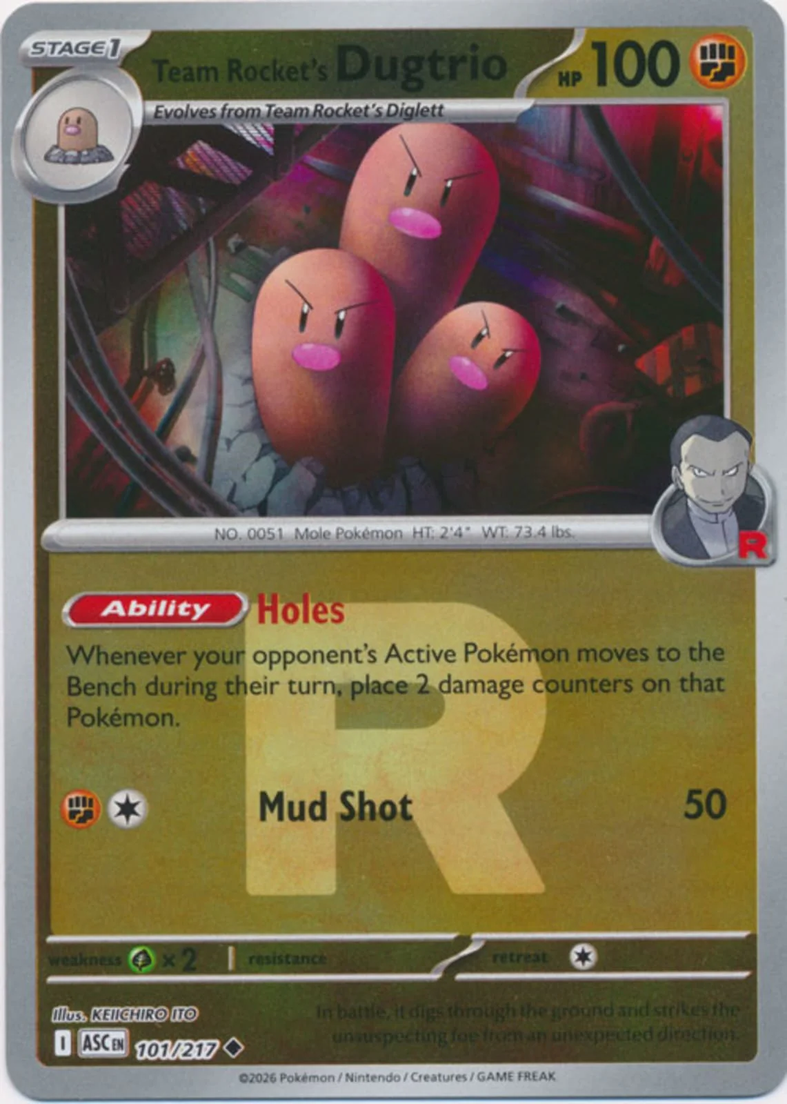 Team Rocket's Dugtrio (Team Rocket) - 101/217 - Uncommon