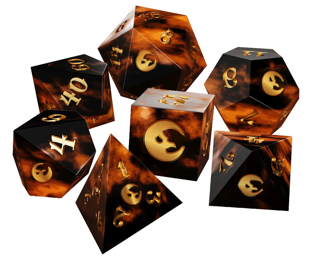 The Crooked Moon: Folk Horror in 5E RPG - Resin 7-Piece Dice Set