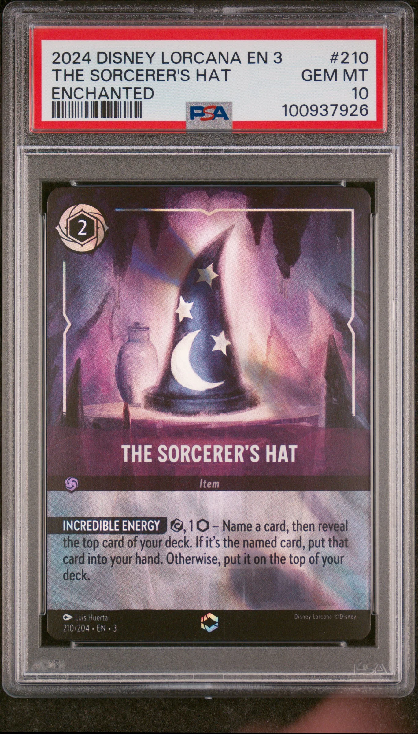 THE SORCERER'S HAT (210) - DISNEY LORCANA EN 3-INTO THE INKLANDS - ENCHANTED - GEM MT 10
