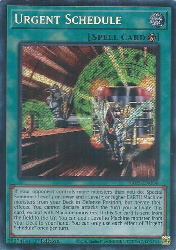 Urgent Schedule (Secret Rare) - RA05-EN064 - Secret Rare - 1st Edition