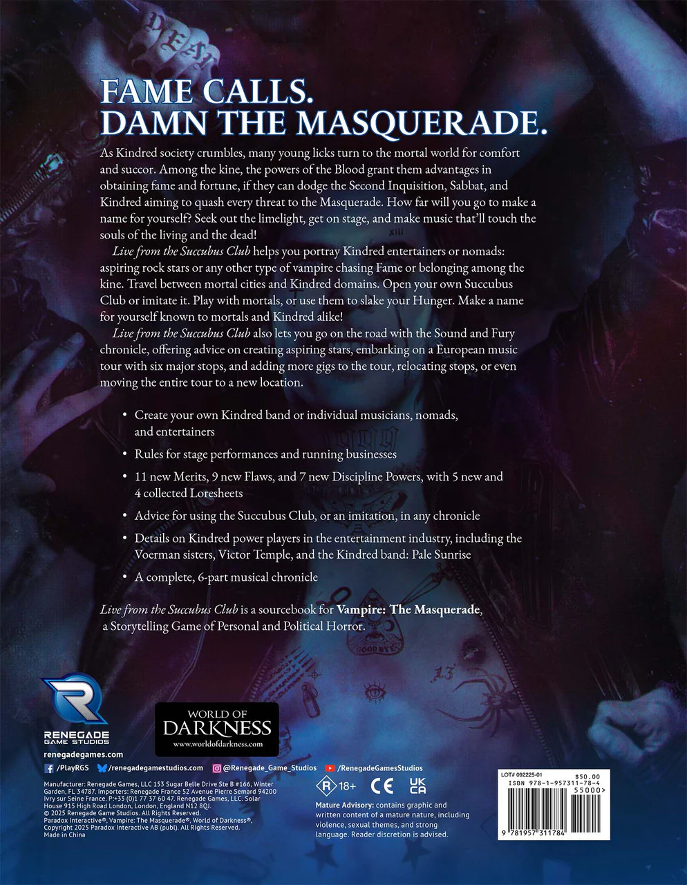 Vampire: The Masquerade RPG - Live from the Succubus Club [RGS01178] (HC) - Image 2